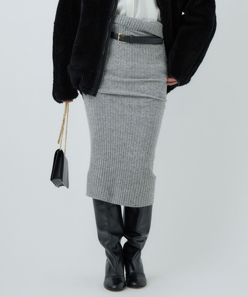 Chaos（カオス）の「Chaos(カオス)/ ◆坪田あさみさんInstaLIVE紹介◆　フロットニットスカート（スカート・レディース・ブラック/ホワイト/ライトグレー・FREE）」の3枚目の写真