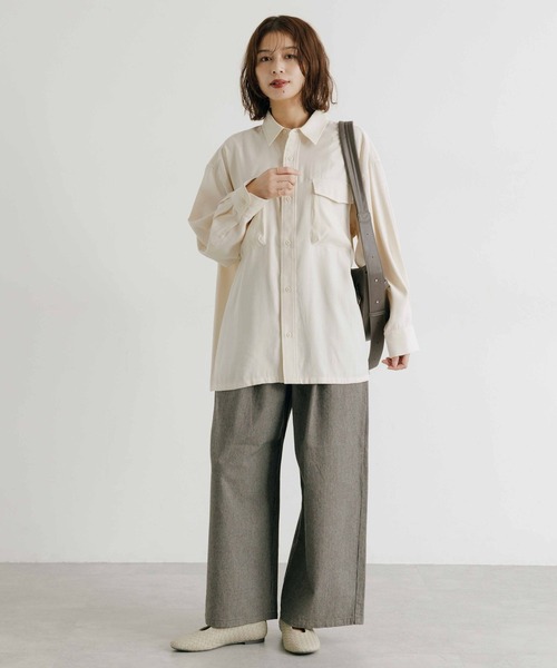 studio CLIP（スタディオクリップ）の「フィブリルツイルポケットシャツ（シャツ/ブラウス・レディース・アイボリー/カーキ/モカ・FREE）」の7枚目の写真