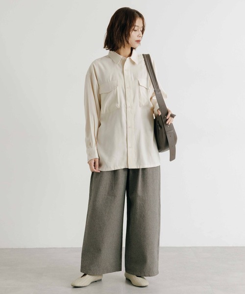studio CLIP（スタディオクリップ）の「フィブリルツイルポケットシャツ（シャツ/ブラウス・レディース・アイボリー/カーキ/モカ・FREE）」の9枚目の写真