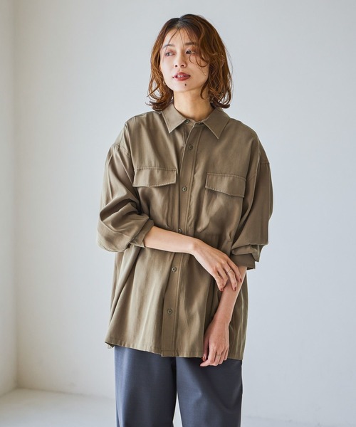 studio CLIP（スタディオクリップ）の「フィブリルツイルポケットシャツ（シャツ/ブラウス・レディース・アイボリー/カーキ/モカ・FREE）」の14枚目の写真