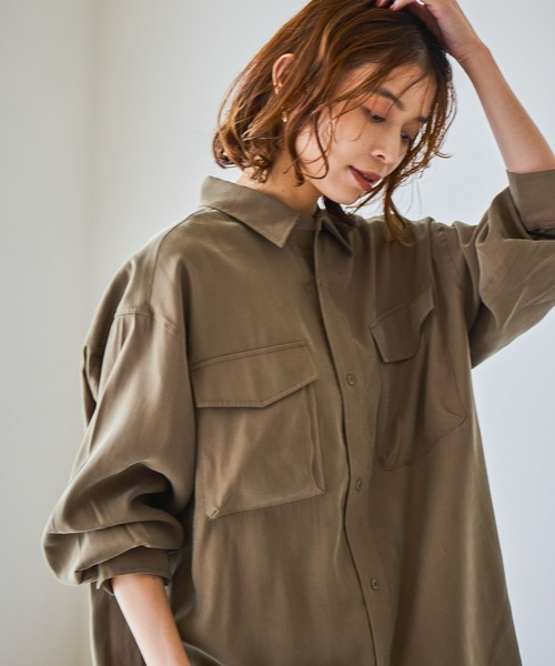 studio CLIP（スタディオクリップ）の「フィブリルツイルポケットシャツ（シャツ/ブラウス・レディース・アイボリー/カーキ/モカ・FREE）」の17枚目の写真