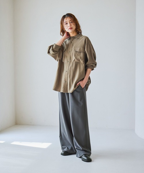 studio CLIP（スタディオクリップ）の「フィブリルツイルポケットシャツ（シャツ/ブラウス・レディース・アイボリー/カーキ/モカ・FREE）」の20枚目の写真