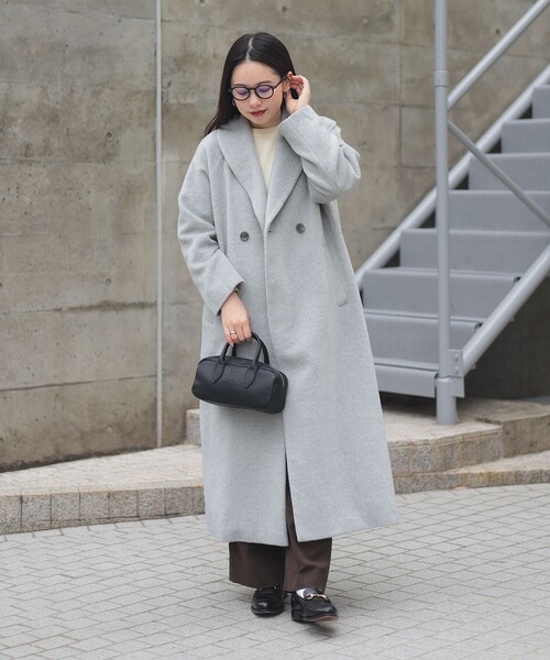 BEAMS HEART（ビームスハート）の「ショールカラー コート（トレンチコート・レディース・グレー/チャコールグレー・FREE）」の3枚目の写真