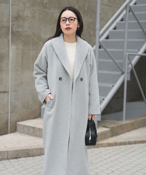 BEAMS HEART（ビームスハート）の「ショールカラー コート（トレンチコート・レディース・グレー/チャコールグレー・FREE）」の4枚目の写真