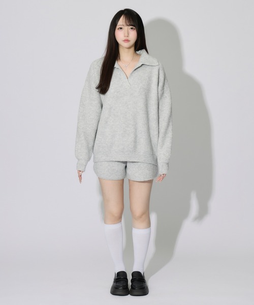 JilLA(ジルア)の「【2点セット】Waffle Polo Knit Set / ワッフルポロニットセット(セットアップ・レディース・チャコールグレー/グレー・FREE)」の13枚目の写真