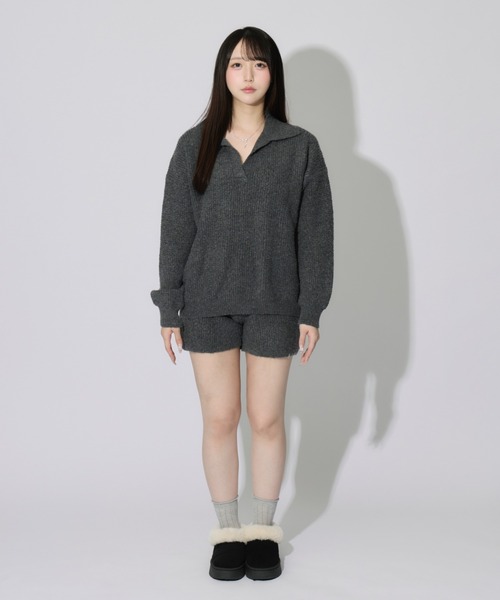JilLA(ジルア)の「【2点セット】Waffle Polo Knit Set / ワッフルポロニットセット(セットアップ・レディース・チャコールグレー/グレー・FREE)」の8枚目の写真