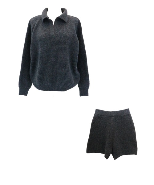 JilLA(ジルア)の「【2点セット】Waffle Polo Knit Set / ワッフルポロニットセット(セットアップ・レディース・チャコールグレー/グレー・FREE)」の18枚目の写真