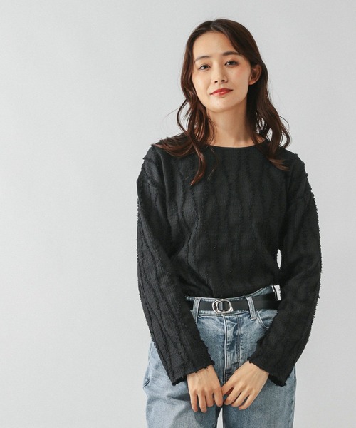 GLOBAL WORK(グローバルワーク)の「Beauteeジャガード/580844(Tシャツ/カットソー・レディース・オフホワイト/ブラック/ライトグレー・MEDIUM/LARGE)」の11枚目の写真