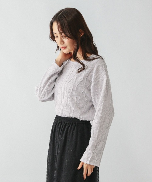 GLOBAL WORK(グローバルワーク)の「Beauteeジャガード/580844(Tシャツ/カットソー・レディース・オフホワイト/ブラック/ライトグレー・MEDIUM/LARGE)」の13枚目の写真