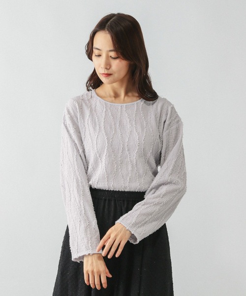 GLOBAL WORK(グローバルワーク)の「Beauteeジャガード/580844(Tシャツ/カットソー・レディース・オフホワイト/ブラック/ライトグレー・MEDIUM/LARGE)」の14枚目の写真