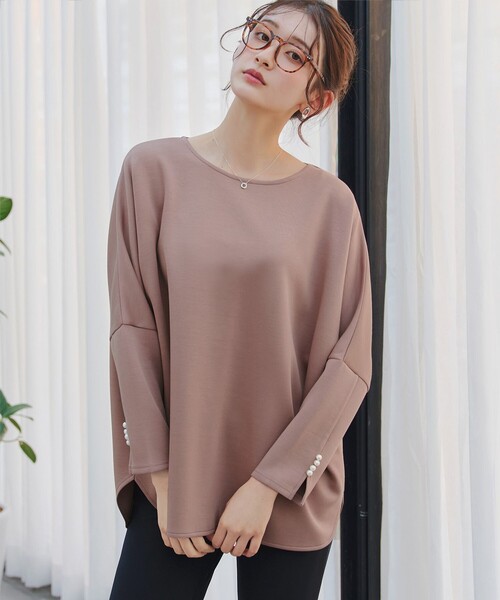 Tiaclasse(ティアクラッセ)の「袖パールドルマントップス(Tシャツ/カットソー・レディース・ブルーグレー/ブラウン系/ブラック・XL)」の22枚目の写真