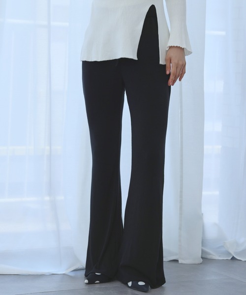 Ampirula(アンピルーラ)の「ウエストゴム フレアパンツ ストレッチ リラックス(その他パンツ・レディース・ブラック/チャコールグレー・FREE)」の6枚目の写真