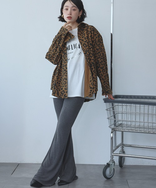 Ampirula(アンピルーラ)の「ウエストゴム フレアパンツ ストレッチ リラックス(その他パンツ・レディース・ブラック/チャコールグレー・FREE)」の8枚目の写真