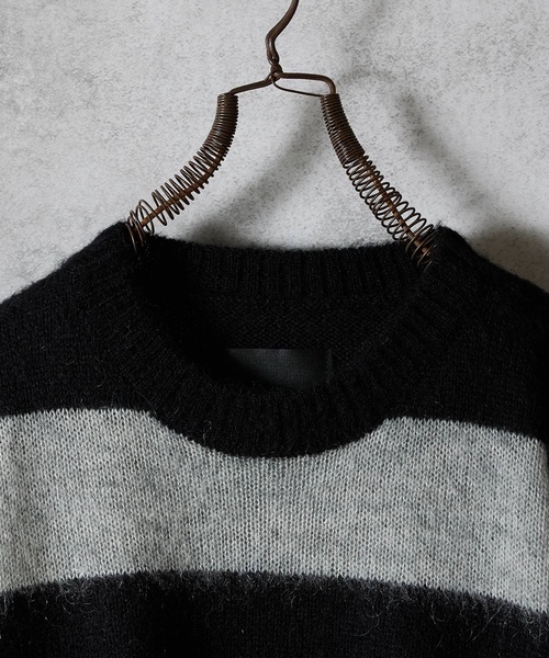 MOHAIR WIDE STRIPED KNIT SWEATER / モヘヤ ワイドボーダー