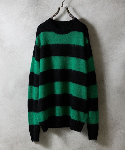 NUMBER (N)INE(ナンバーナイン)の「MOHAIR WIDE STRIPED KNIT SWEATER / モヘヤ ワイドボーダー クルーネック ニット セーター(ニット/セーター・メンズ・ネイビー/レッド/グリーン/グレー・3/2/4)」の10枚目の写真