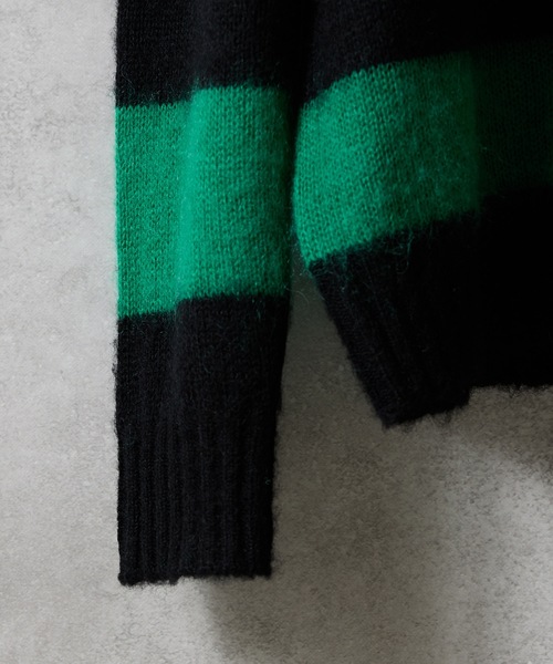 NUMBER (N)INE(ナンバーナイン)の「MOHAIR WIDE STRIPED KNIT SWEATER / モヘヤ ワイドボーダー クルーネック ニット セーター(ニット/セーター・メンズ・ネイビー/レッド/グリーン/グレー・3/2/4)」の13枚目の写真
