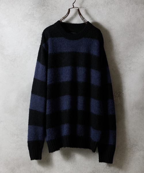 NUMBER (N)INE(ナンバーナイン)の「MOHAIR WIDE STRIPED KNIT SWEATER / モヘヤ ワイドボーダー クルーネック ニット セーター(ニット/セーター・メンズ・ネイビー/レッド/グリーン/グレー・3/2/4)」の15枚目の写真