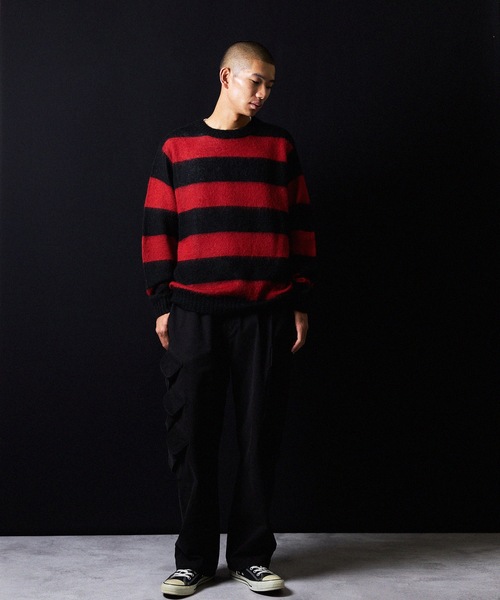 MOHAIR WIDE STRIPED KNIT SWEATER / モヘヤ ワイドボーダー