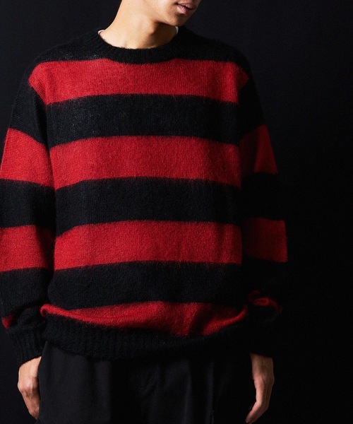 セール】MOHAIR WIDE STRIPED KNIT SWEATER / モヘヤ ワイドボーダー