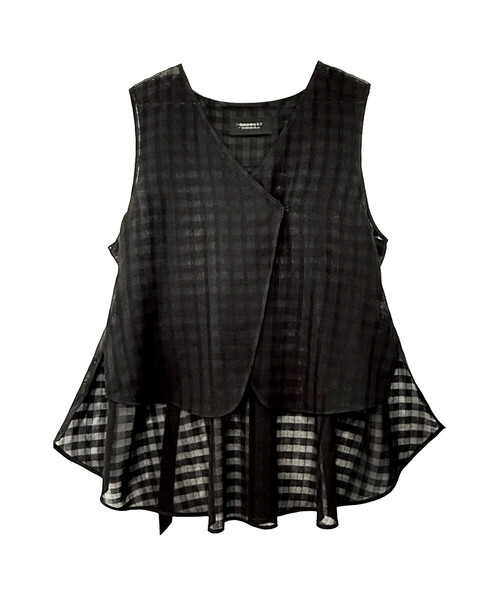 Gabardine K.T（ギャバジンケーティー）の「チェック柄カラミ ジレ（ベスト・レディース・ブラック/ダークブラウン・9号）」の20枚目の写真