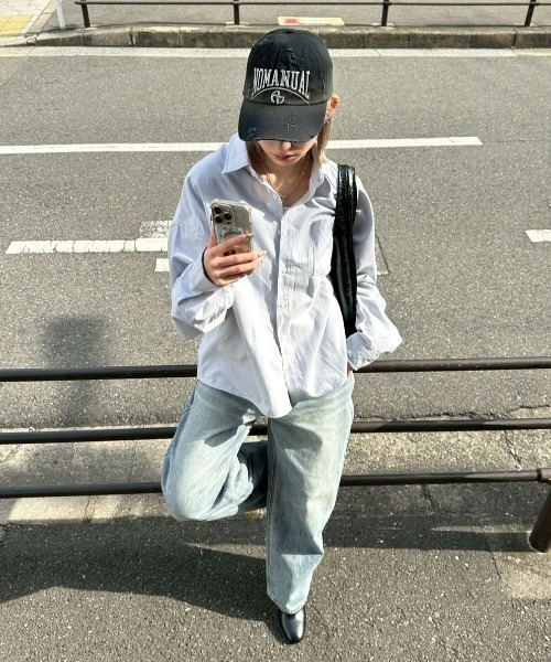 Chikashitsu +（チカシツプラス）の「【Chikashitsu +】cropped basic shirt / 【チカシツプラス】クロップドベーシック長袖シャツ <着用動画あり>（シャツ/ブラウス・メンズ・ホワイト/ブラック/スカイブルー/グレー・ONE SIZE）」の22枚目の写真