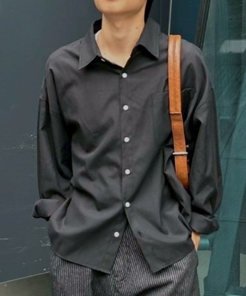 Chikashitsu +（チカシツプラス）の「【Chikashitsu +】cropped basic shirt / 【チカシツプラス】クロップドベーシック長袖シャツ <着用動画あり>（シャツ/ブラウス・メンズ・ホワイト/ブラック/スカイブルー/グレー・ONE SIZE）」の17枚目の写真