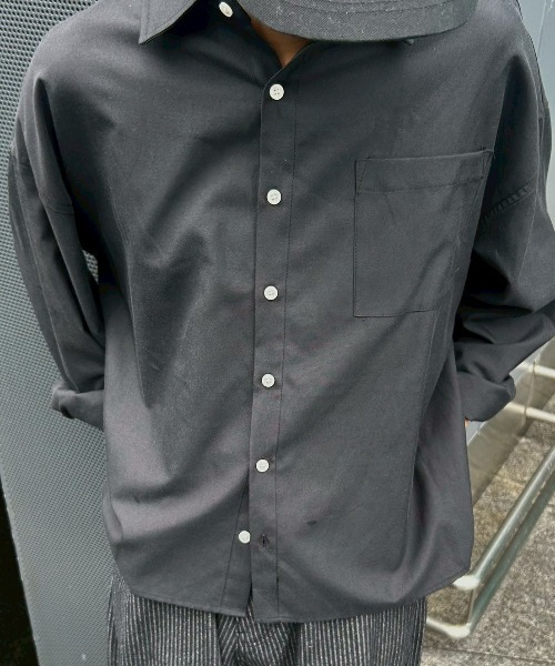 Chikashitsu +（チカシツプラス）の「【Chikashitsu +】cropped basic shirt / 【チカシツプラス】クロップドベーシック長袖シャツ <着用動画あり>（シャツ/ブラウス・メンズ・ホワイト/ブラック/スカイブルー/グレー・ONE SIZE）」の21枚目の写真