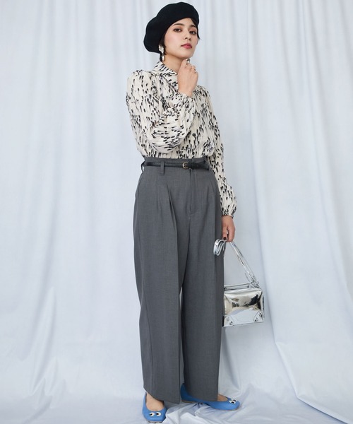 JETSET SOLO PLUS （ジェットセットソロプラス）の「【JETSET SOLO PLUS】ラメサージ2タックワイドパンツ（その他パンツ・レディース・ベージュ/ネイビー/チャコールグレー・FREE）」の5枚目の写真