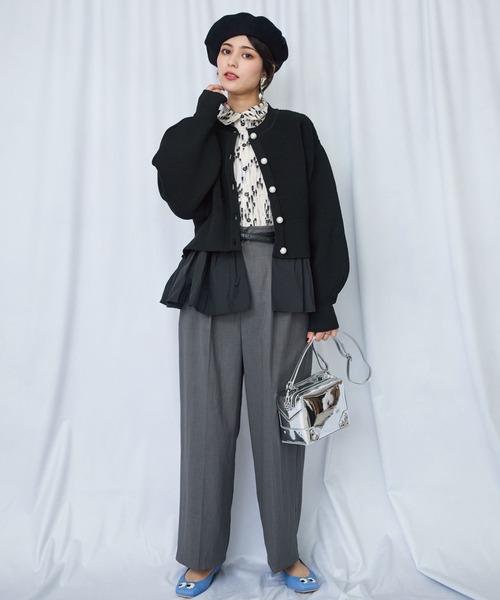 JETSET SOLO PLUS （ジェットセットソロプラス）の「【JETSET SOLO PLUS】ラメサージ2タックワイドパンツ（その他パンツ・レディース・ベージュ/ネイビー/チャコールグレー・FREE）」の8枚目の写真