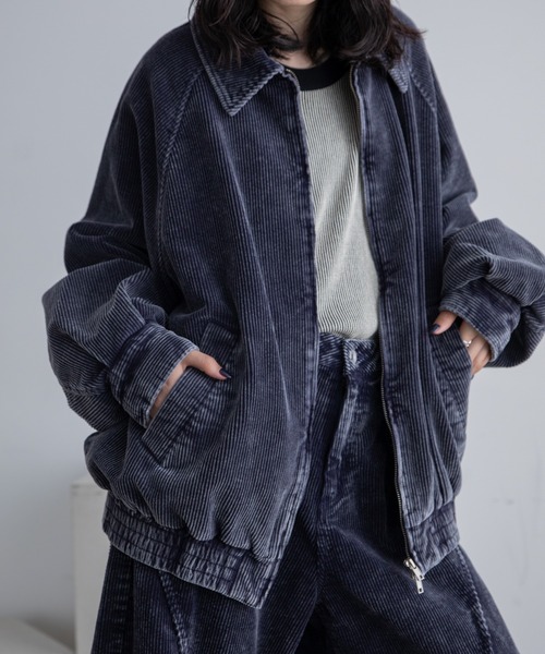 セール】ウォッシュ加工コーデュロイブルゾン/セットアップ（ブルゾン