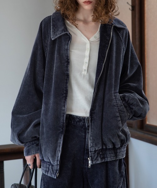 セール】ウォッシュ加工コーデュロイブルゾン/セットアップ（ブルゾン