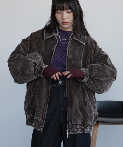 セール】ウォッシュ加工コーデュロイブルゾン/セットアップ（ブルゾン