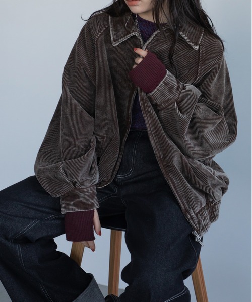 セール】ウォッシュ加工コーデュロイブルゾン/セットアップ（ブルゾン