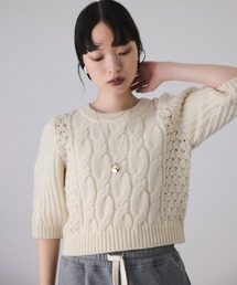 ADAM ET ROPE' | 【サステナブル】ケーブルハーフスリーブニット(ニット/セーター)