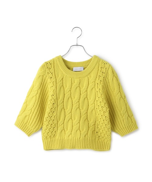 アダムエロペ（ADAM ET ROPE’）/【サステナブル】ケーブルハーフスリーブニット セール】【サステナブル】ケーブルハーフスリーブニット（ニット