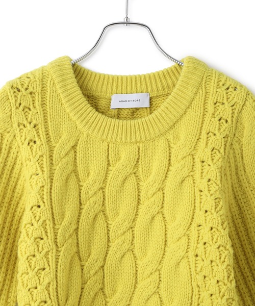 ADAM ET ROPE'（アダムエロペ）の「【サステナブル】ケーブルハーフスリーブニット（ニット/セーター・レディース・イエロー系その他/チャコールグレー/オフホワイト・FREE）」の16枚目の写真