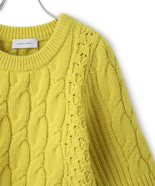 ADAM ET ROPE'（アダムエロペ）の「【サステナブル】ケーブルハーフスリーブニット（ニット/セーター・レディース・イエロー系その他/チャコールグレー/オフホワイト・FREE）」の17枚目の写真