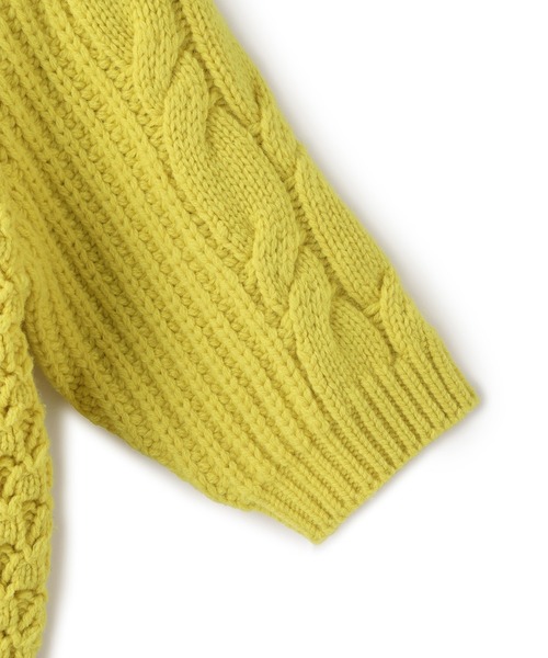 ADAM ET ROPE'（アダムエロペ）の「【サステナブル】ケーブルハーフスリーブニット（ニット/セーター・レディース・イエロー系その他/チャコールグレー/オフホワイト・FREE）」の18枚目の写真