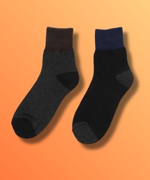 NAVY（ネイビー）の「NAVY【温活】MACHEAT クオーター丈 配色切替えソックス 2足組（ソックス/靴下）」