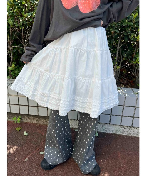 WC(ダブル シー)の「フリルミドルスカート(スカート・レディース・ブラック/ホワイト・FREE)」の15枚目の写真