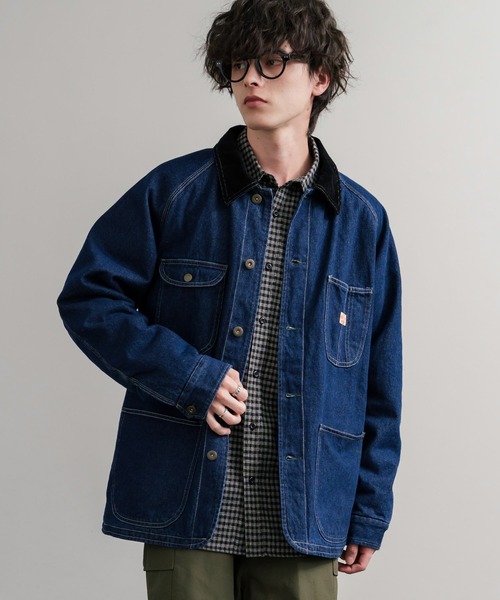 KRIFF MAYER(クリフメイヤー)の「KRIFF MAYER クリフメイヤー オーバーサイズ襟コーデュロイ裏フリースデニムカバーオール デニムジャケット 2515107(デニムジャケット・メンズ・ライトブルー/ナチュラル/ダークブルー/チャコール・L/XL/M)」の4枚目の写真