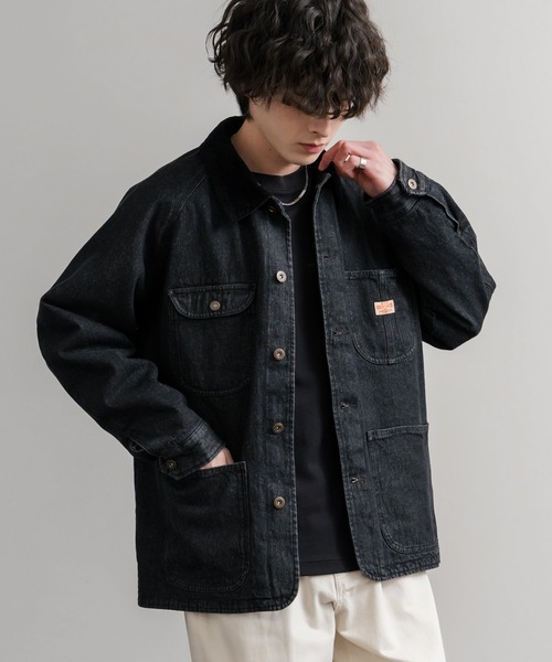 KRIFF MAYER(クリフメイヤー)の「KRIFF MAYER クリフメイヤー オーバーサイズ襟コーデュロイ裏フリースデニムカバーオール デニムジャケット 2515107(デニムジャケット・メンズ・ライトブルー/ナチュラル/ダークブルー/チャコール・L/XL/M)」の2枚目の写真