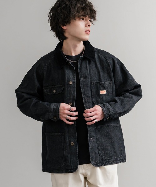 KRIFF MAYER(クリフメイヤー)の「KRIFF MAYER クリフメイヤー オーバーサイズ襟コーデュロイ裏フリースデニムカバーオール デニムジャケット 2515107(デニムジャケット・メンズ・ライトブルー/ナチュラル/ダークブルー/チャコール・L/XL/M)」の5枚目の写真