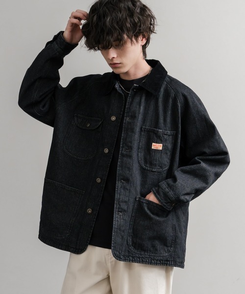 KRIFF MAYER(クリフメイヤー)の「KRIFF MAYER クリフメイヤー オーバーサイズ襟コーデュロイ裏フリースデニムカバーオール デニムジャケット 2515107(デニムジャケット・メンズ・ライトブルー/ナチュラル/ダークブルー/チャコール・L/XL/M)」の6枚目の写真