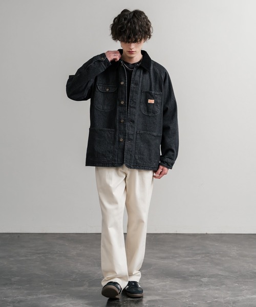 KRIFF MAYER(クリフメイヤー)の「KRIFF MAYER クリフメイヤー オーバーサイズ襟コーデュロイ裏フリースデニムカバーオール デニムジャケット 2515107(デニムジャケット・メンズ・ライトブルー/ナチュラル/ダークブルー/チャコール・L/XL/M)」の8枚目の写真