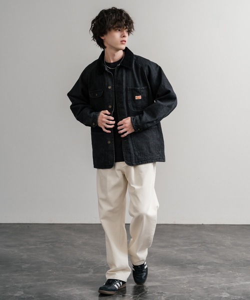 KRIFF MAYER(クリフメイヤー)の「KRIFF MAYER クリフメイヤー オーバーサイズ襟コーデュロイ裏フリースデニムカバーオール デニムジャケット 2515107(デニムジャケット・メンズ・ライトブルー/ナチュラル/ダークブルー/チャコール・L/XL/M)」の9枚目の写真