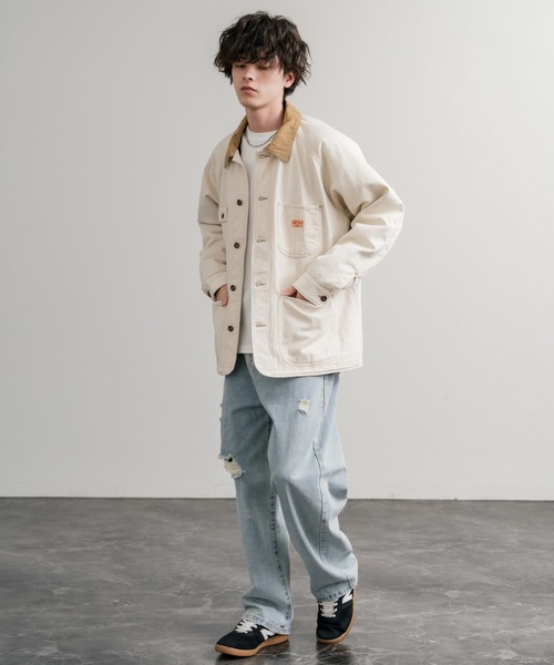 KRIFF MAYER(クリフメイヤー)の「KRIFF MAYER クリフメイヤー オーバーサイズ襟コーデュロイ裏フリースデニムカバーオール デニムジャケット 2515107(デニムジャケット・メンズ・ライトブルー/ナチュラル/ダークブルー/チャコール・L/XL/M)」の13枚目の写真