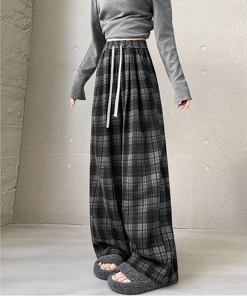 MAISON DE THERESE（メゾン ド テレーズ）の「チェック ハイウエストワイドパンツ（その他パンツ・レディース・ブラック/ブラウン/ネイビー・S/M/L）」の7枚目の写真