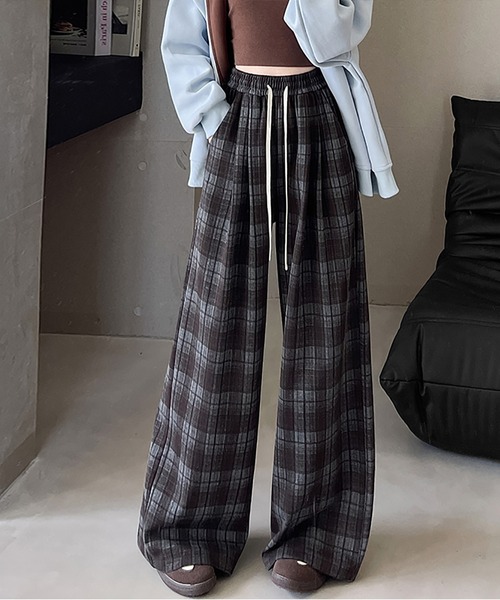 MAISON DE THERESE（メゾン ド テレーズ）の「チェック ハイウエストワイドパンツ（その他パンツ・レディース・ブラック/ブラウン/ネイビー・S/M/L）」の13枚目の写真