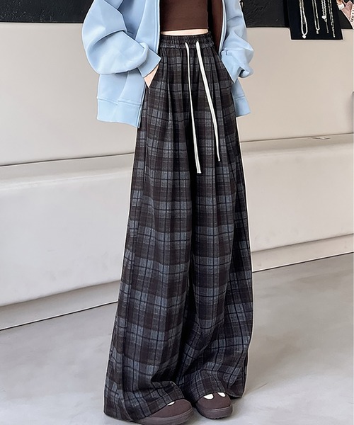 MAISON DE THERESE（メゾン ド テレーズ）の「チェック ハイウエストワイドパンツ（その他パンツ・レディース・ブラック/ブラウン/ネイビー・S/M/L）」の11枚目の写真